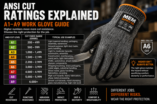 ANSI Cut Ratings Explained: A1–A9 Work Glove Guide - MEM Supply Co.