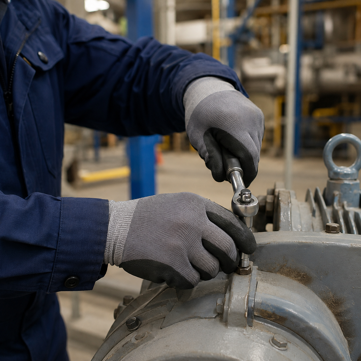 Maintenance work gloves for equipment repair and facility maintenance
