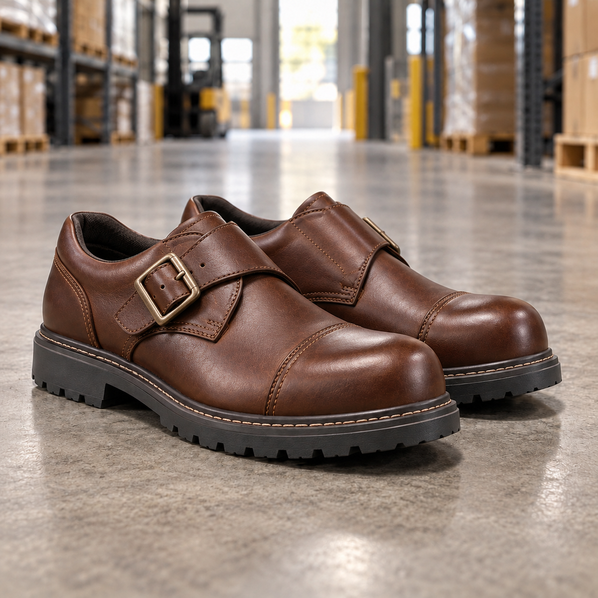 Steel Toe Monk Strap Work Shoes