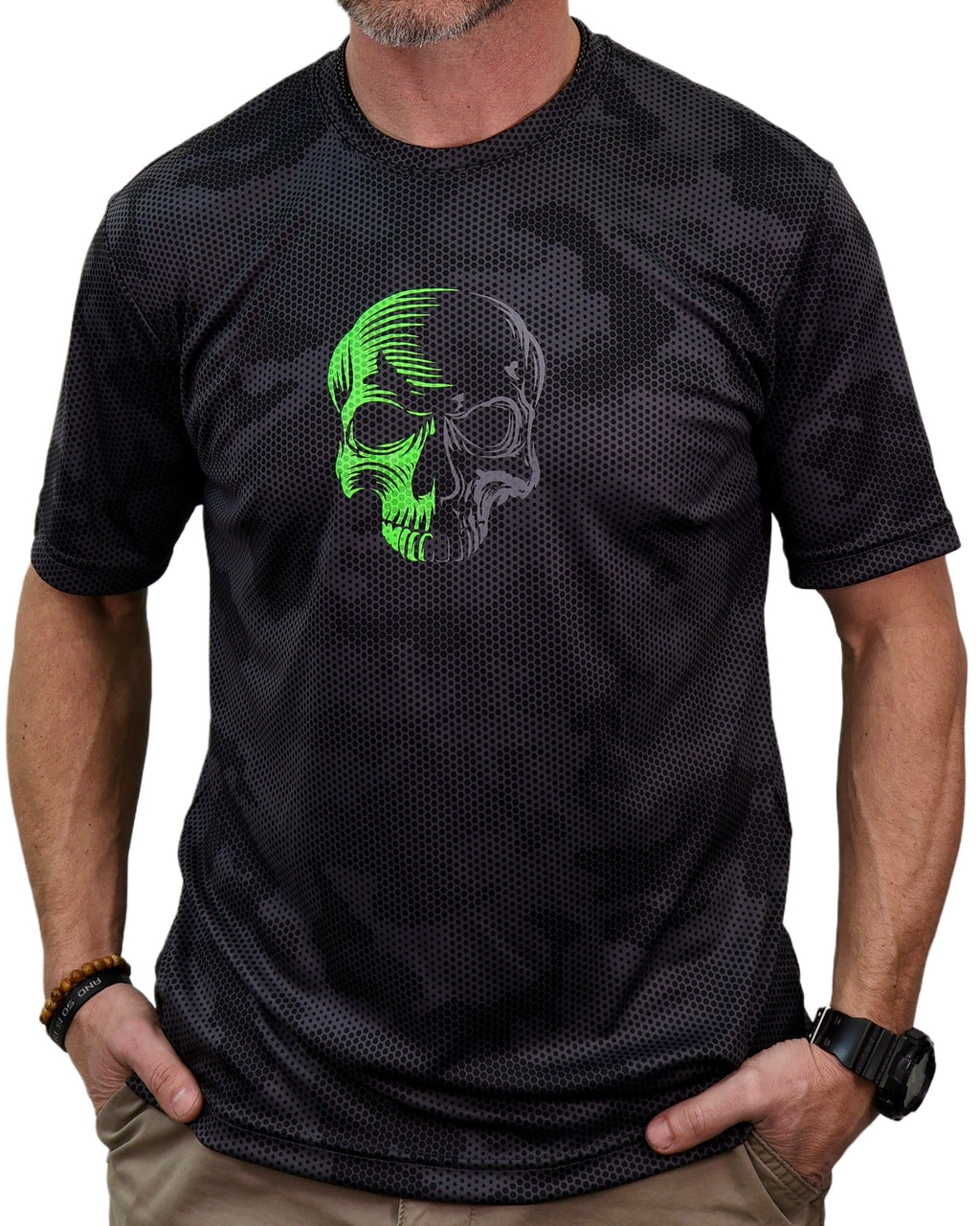 Demons Behind Me Two-Tone Skull Camo-Hex Performance T-Shirt