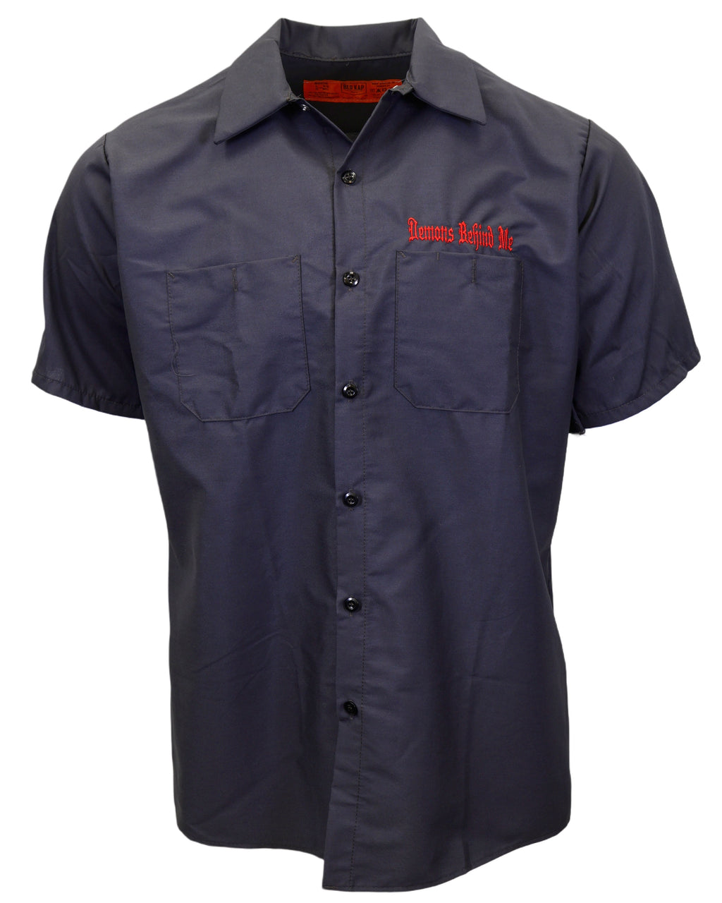 Demons Behind Me Gambler Embroidered Industrial Shop Shirt