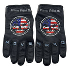 Demons Behind Me Leather-Palm Riding Gloves – Patriotic Logo