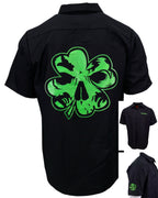 Demons Behind Me Lucky Embroidered Industrial Shop Shirt