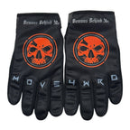 Demons Behind Me Leather-Palm Riding Gloves – Orange Logo
