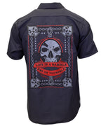 Demons Behind Me Gambler Embroidered Industrial Shop Shirt