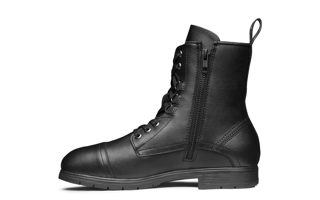 Xena Spice women’s steel toe lace-up work boots in Jet Black