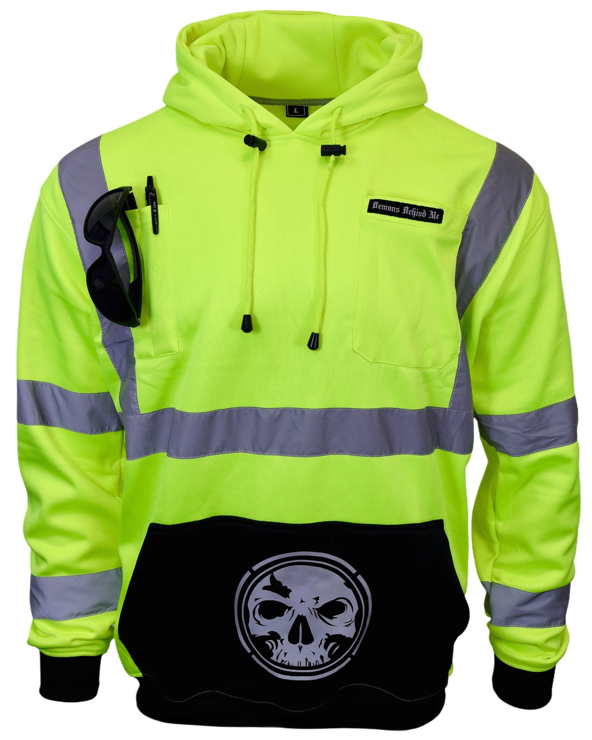 Demons Behind Me Class 3 Hi-Vis Hoodie – Dye-Bleed Final Sale