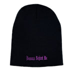 Demons Behind Me Purple Circle Skull Embroidered Beanie
