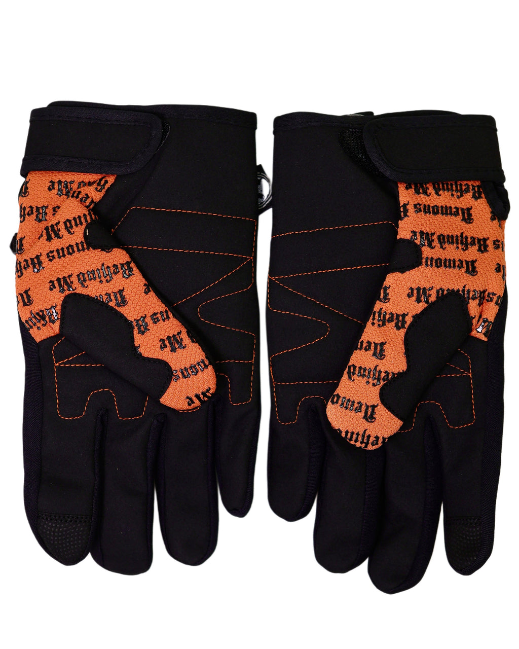 Demons Behind Me Big Skull Padded Leather-Palm Riding Gloves