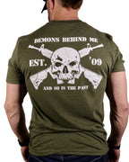 Demons Behind Me OD Green Tactical Cotton-Blend T-Shirt