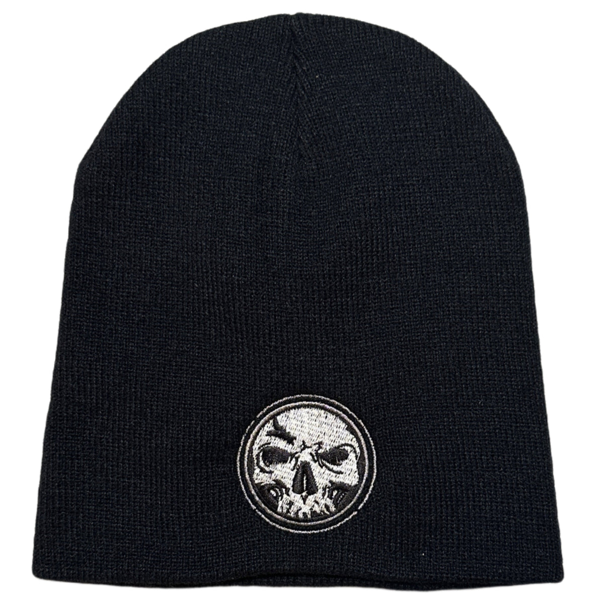 Demons Behind Me Circle Skull Embroidered Beanie
