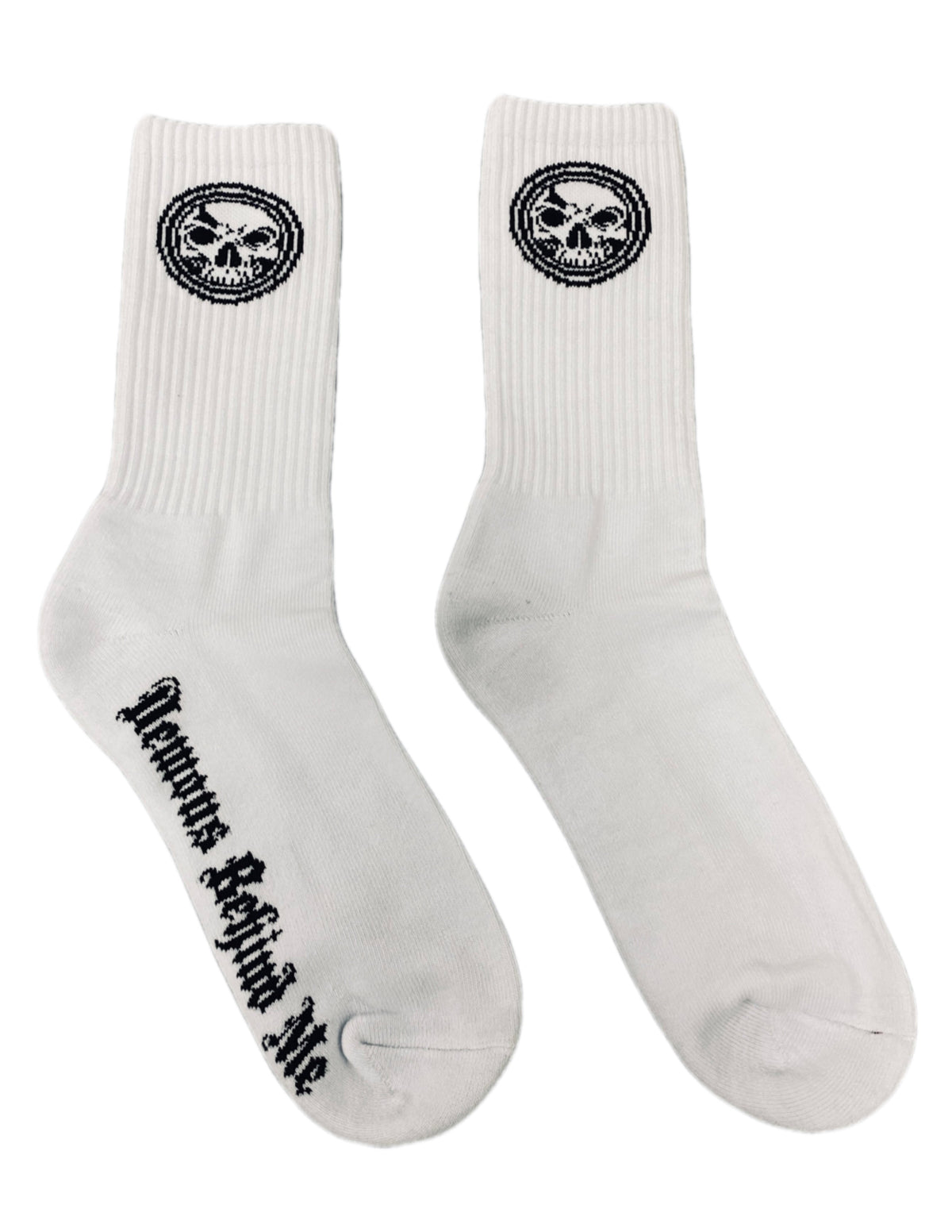 Demons Behind Me Athletic Socks – White, 1 Pair