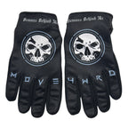 Demons Behind Me Leather-Palm Riding Gloves – White Logo