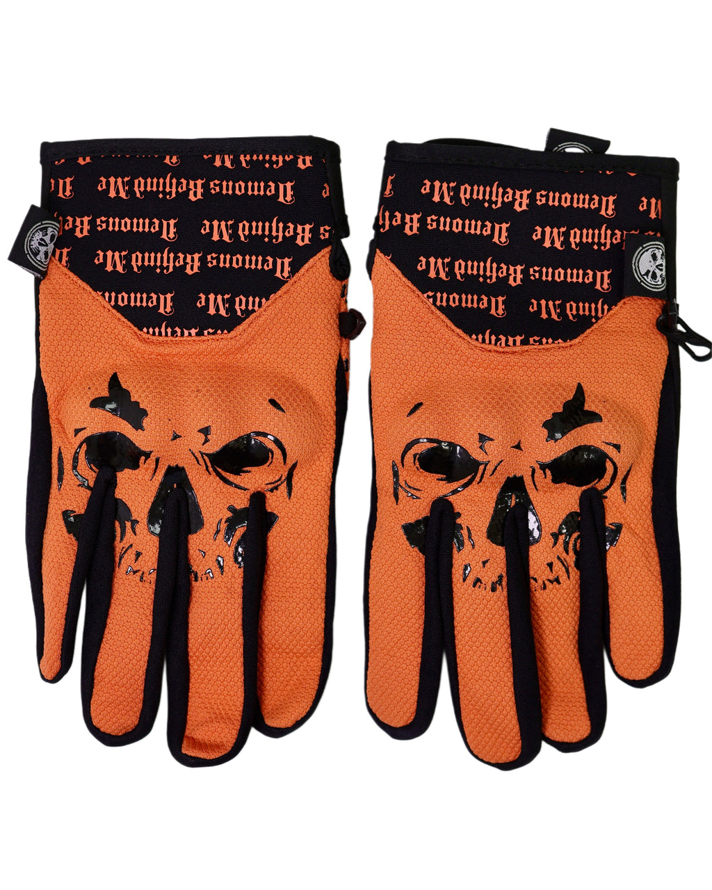 Demons Behind Me Big Skull Padded Leather-Palm Riding Gloves