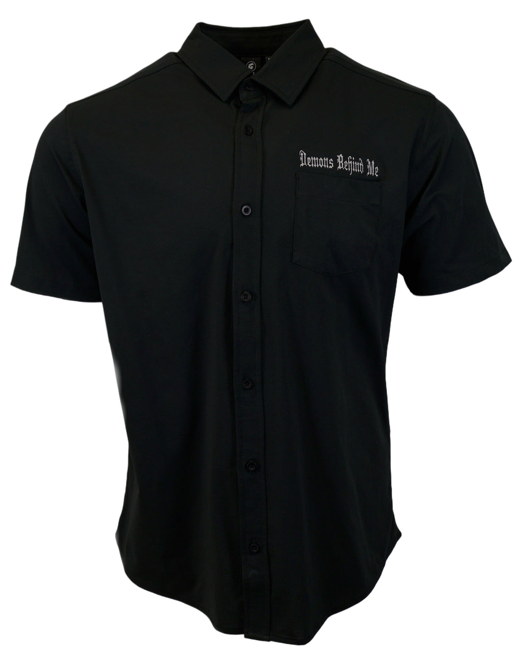 Demons Behind Me Micro-Perforated 4-Way Stretch Button-Up Shirt