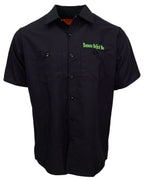 Demons Behind Me Lucky Embroidered Industrial Shop Shirt