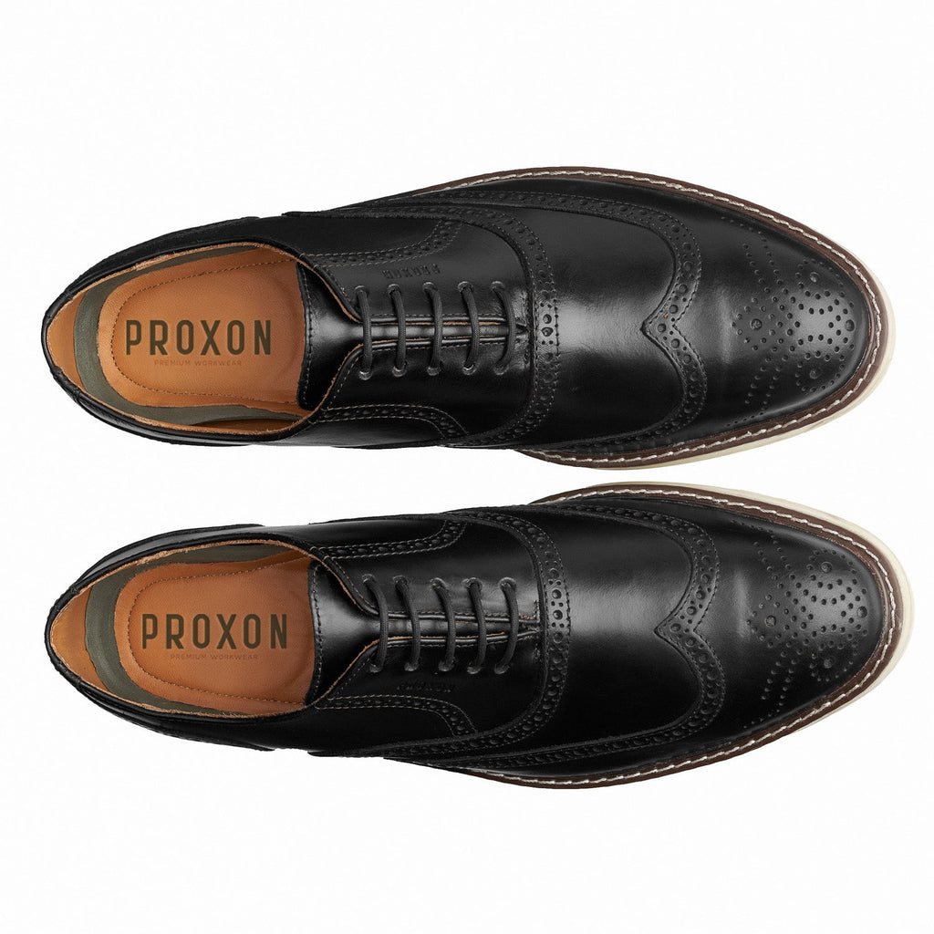 Proxon Volta Steel Toe Wingtip Oxford Work Shoe – Black