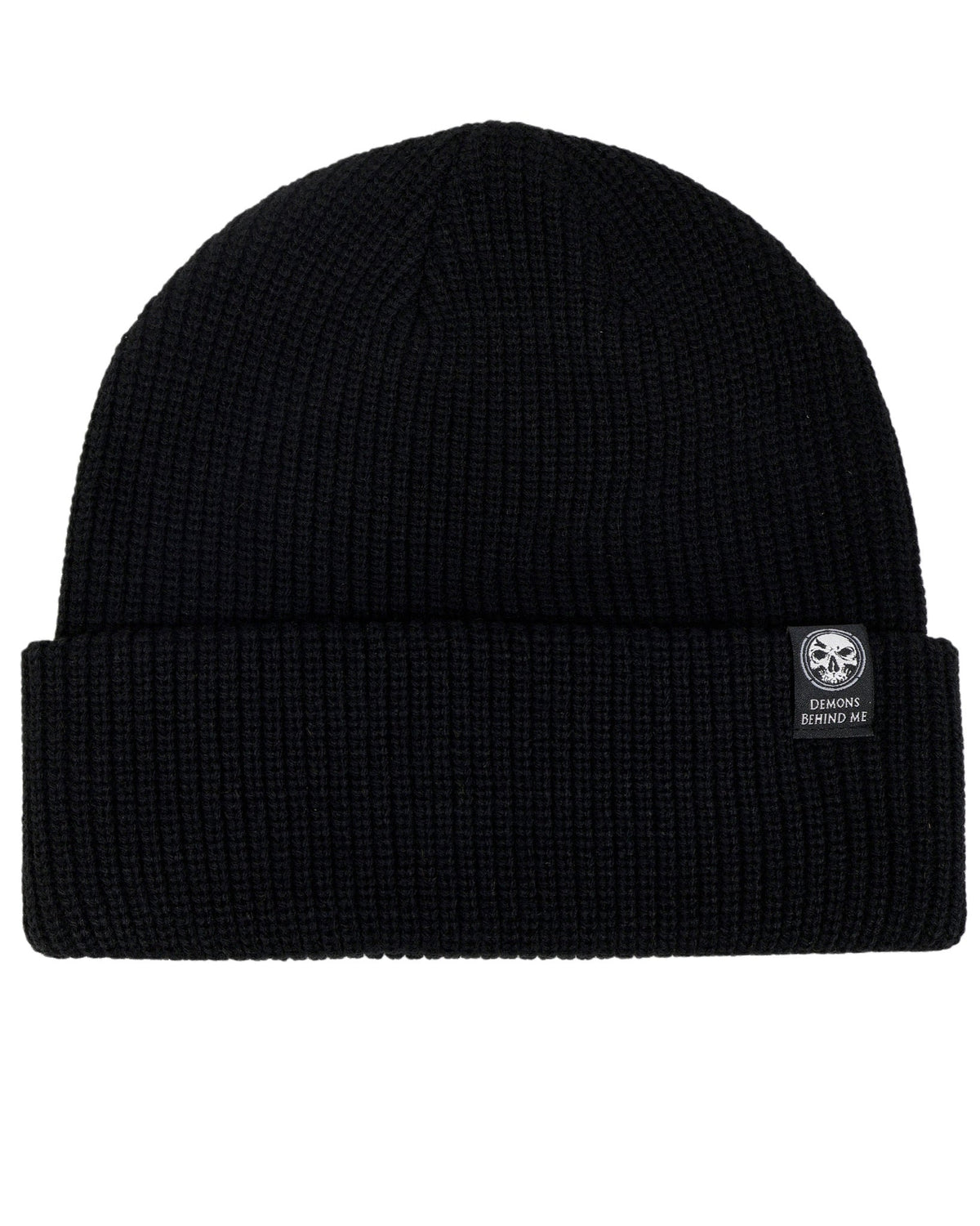 Demons Behind Me Small Woven Patch Ribbed Beanie