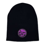 Demons Behind Me Purple Circle Skull Embroidered Beanie