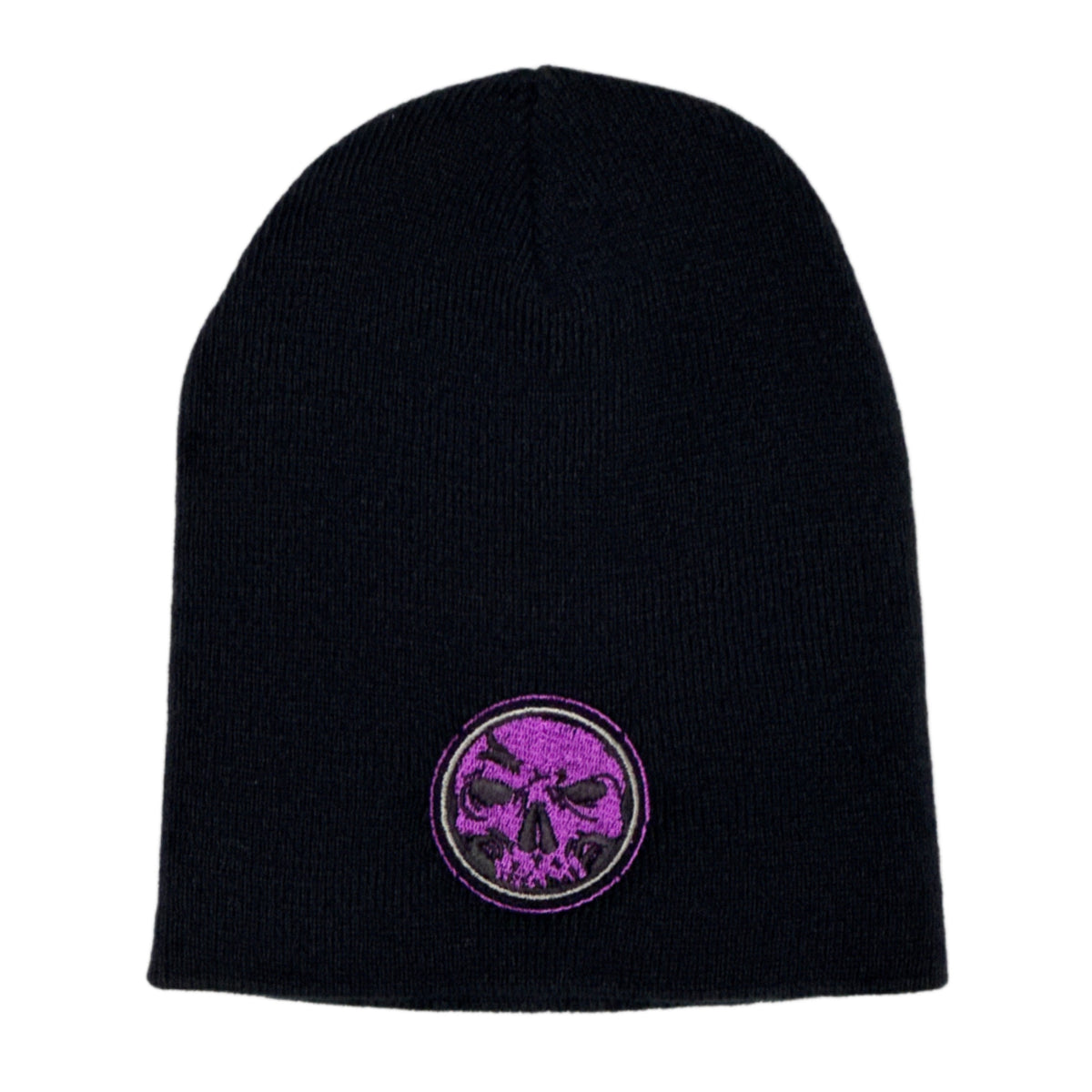 Demons Behind Me Purple Circle Skull Embroidered Beanie