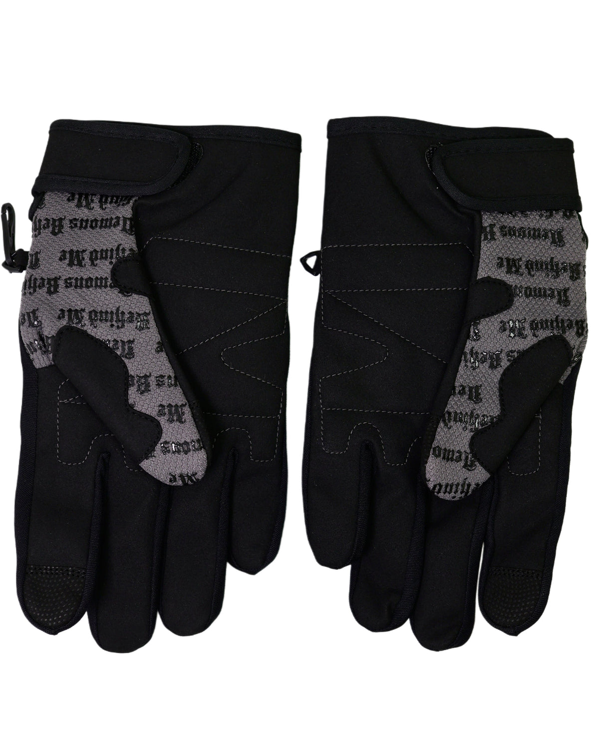 Demons Behind Me Big Skull Padded Leather-Palm Riding Gloves