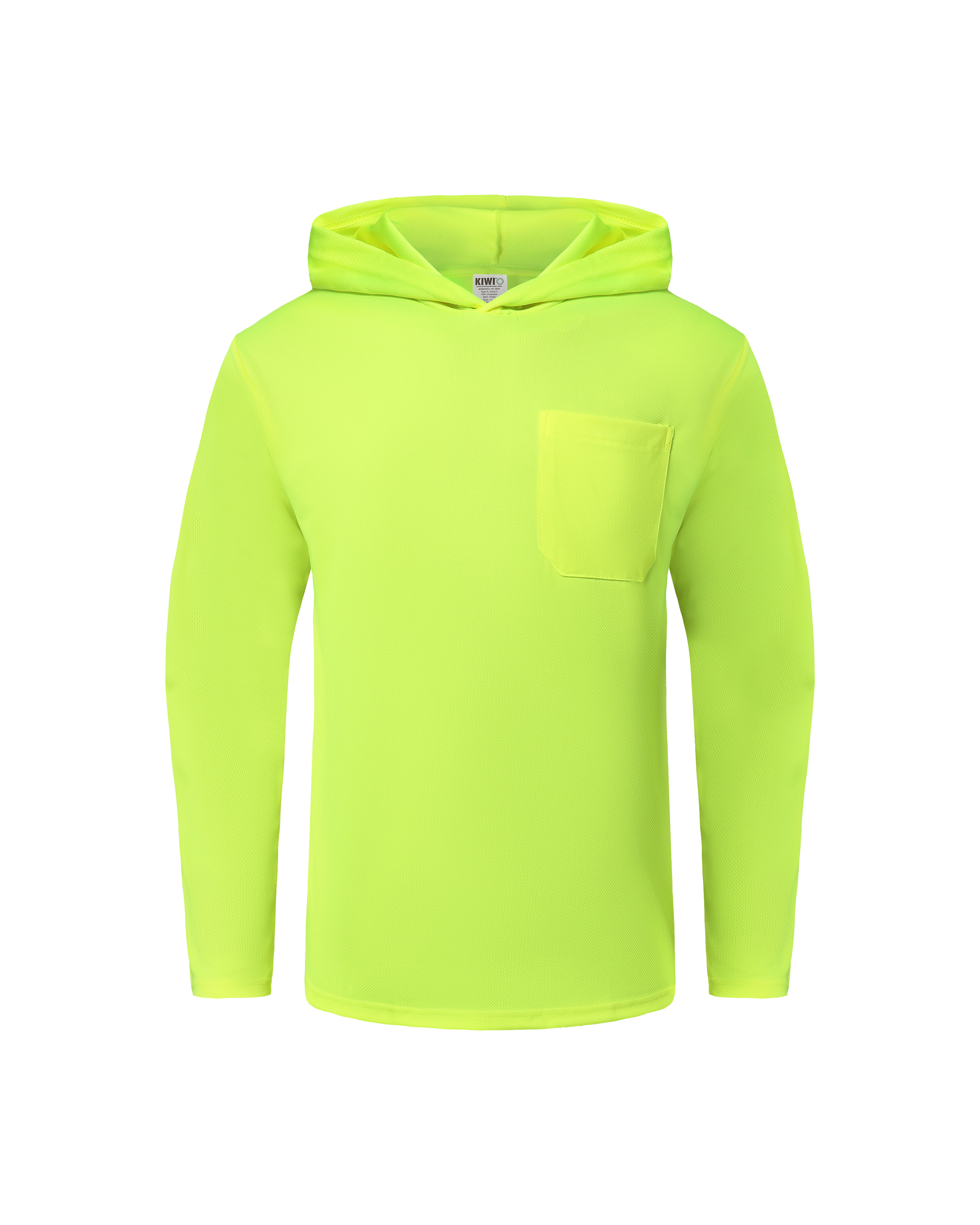 Kiwi Neon Long Sleeve Hi-Vis Safety Hoodie