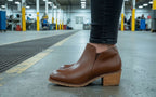 Xena Gravity women’s steel toe work booties in Amber