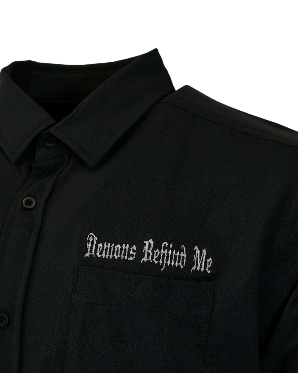 Demons Behind Me Micro-Perforated 4-Way Stretch Button-Up Shirt