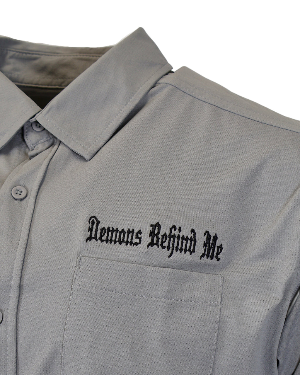 Demons Behind Me Micro-Perforated 4-Way Stretch Button-Up Shirt