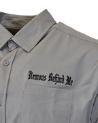 Demons Behind Me Micro-Perforated 4-Way Stretch Button-Up Shirt