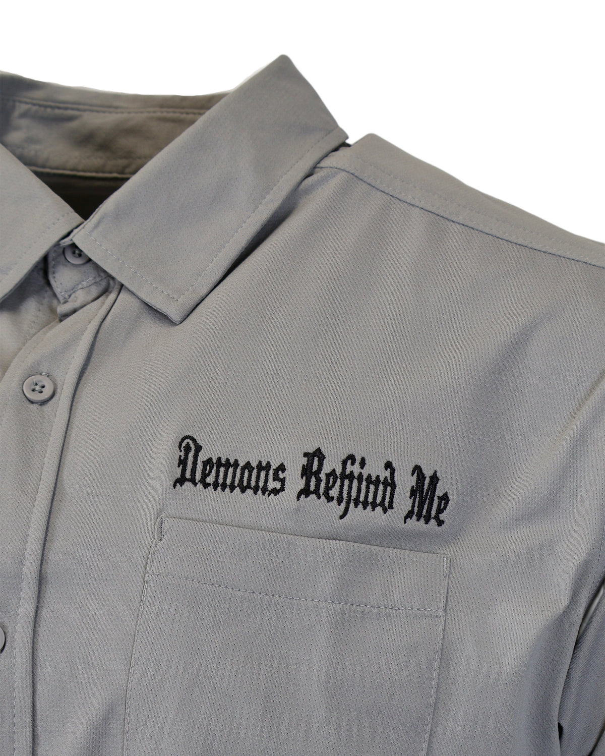Demons Behind Me Micro-Perforated 4-Way Stretch Button-Up Shirt