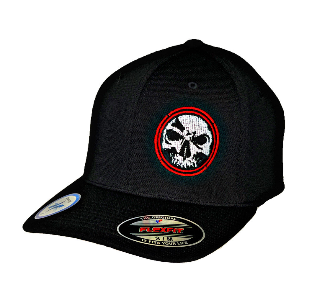Demons Behind Me Flexfit Never Fade Circle Skull / Red Ring Fitted Cap