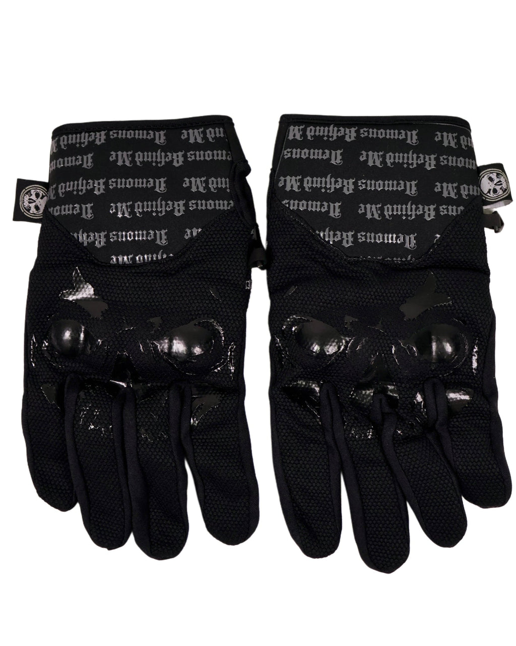 Demons Behind Me Big Skull Padded Leather-Palm Riding Gloves
