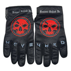Demons Behind Me Leather-Palm Riding Gloves – Red Logo