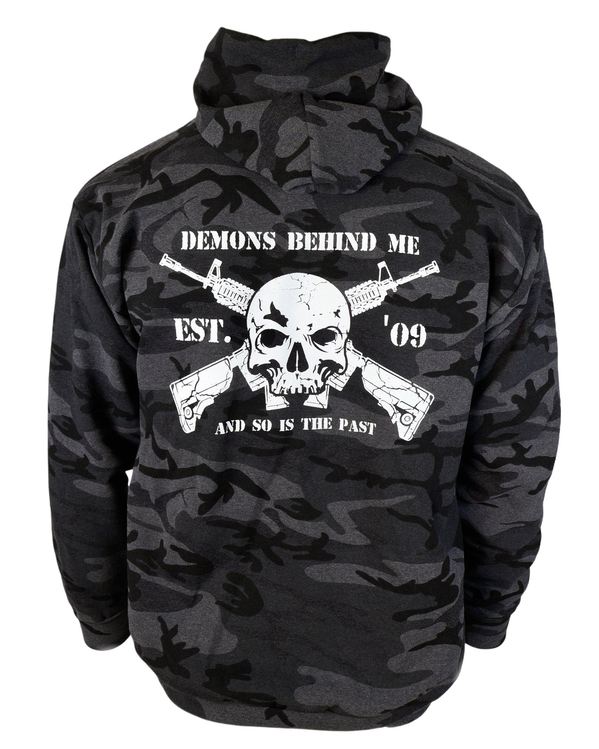 Demons Behind Me Black Camo AR Tactical Pullover Hoodie