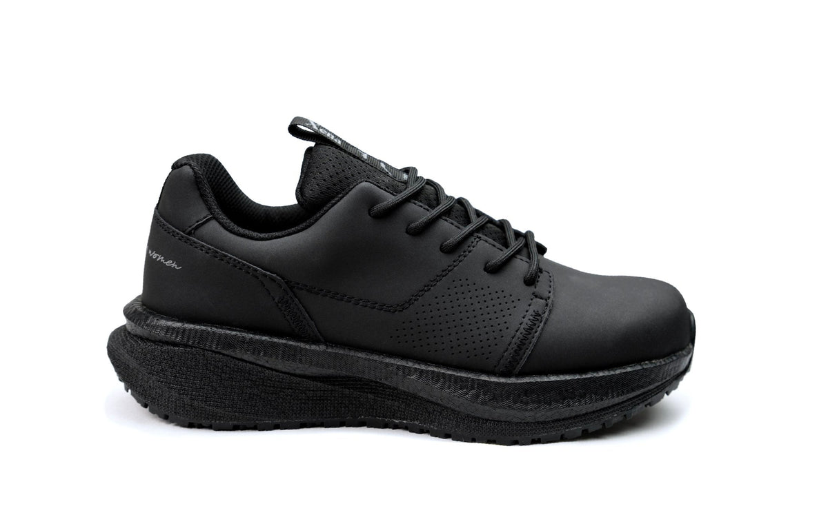 Xena Astra women’s work sneakers in Black Silver EH — side profile