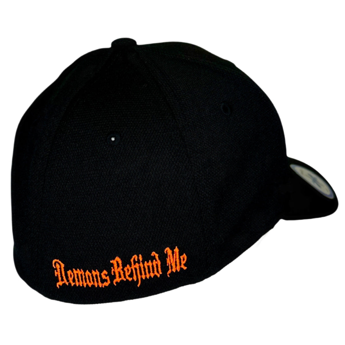 Demons Behind Me Flexfit Never Fade Orange Circle Skull Fitted Cap