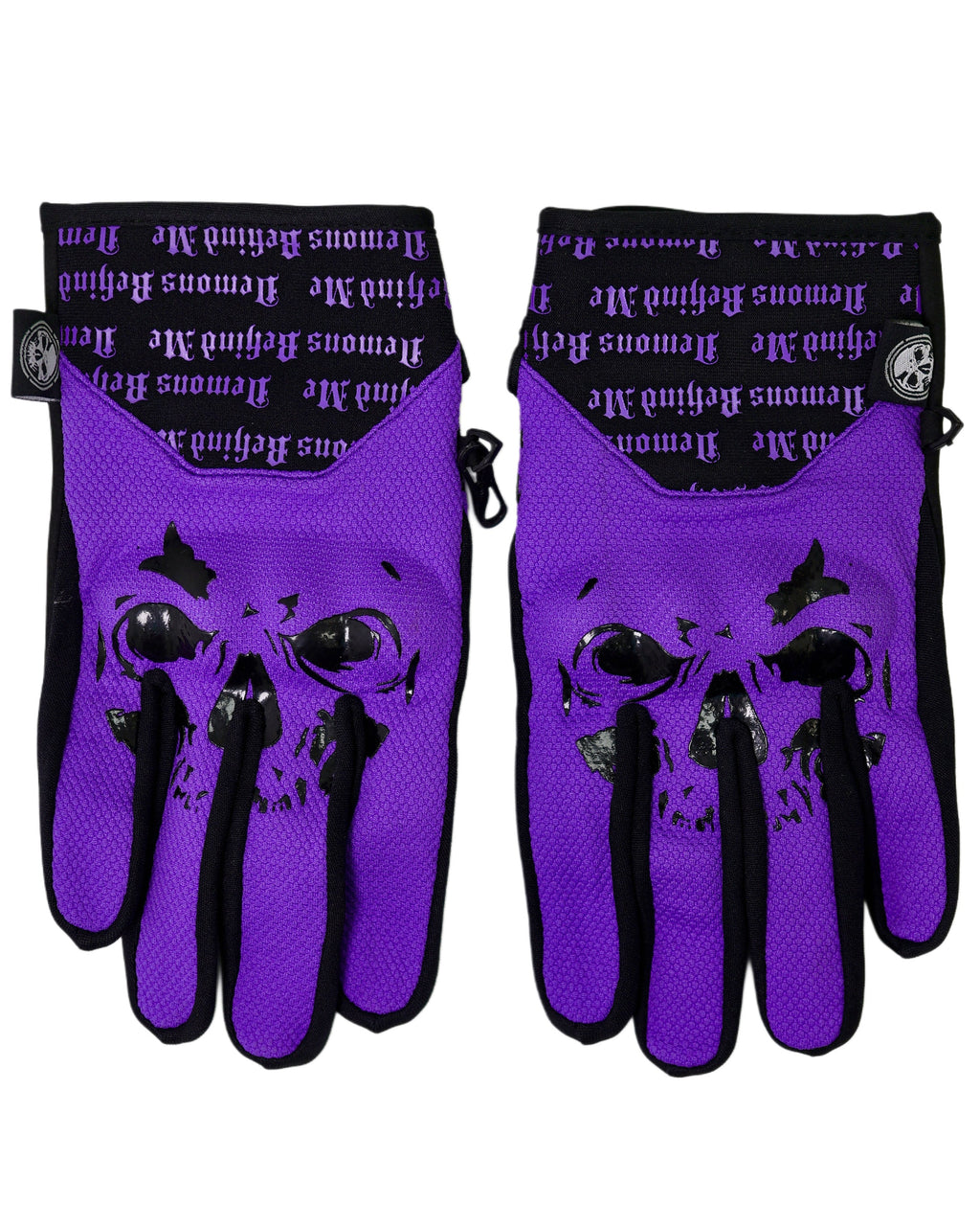Demons Behind Me Big Skull Padded Leather-Palm Riding Gloves
