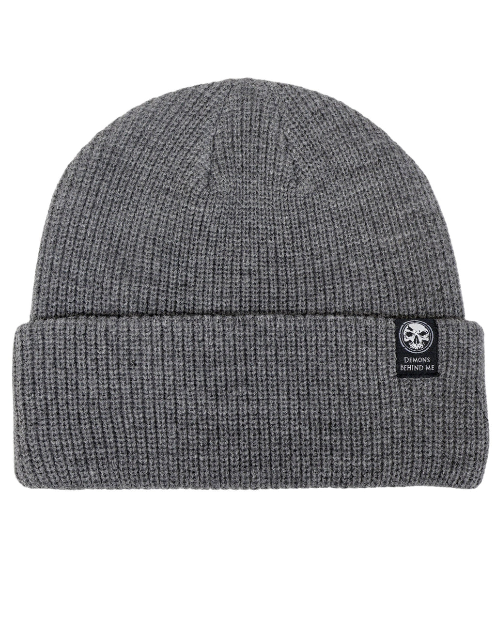 Demons Behind Me Small Woven Patch Ribbed Beanie