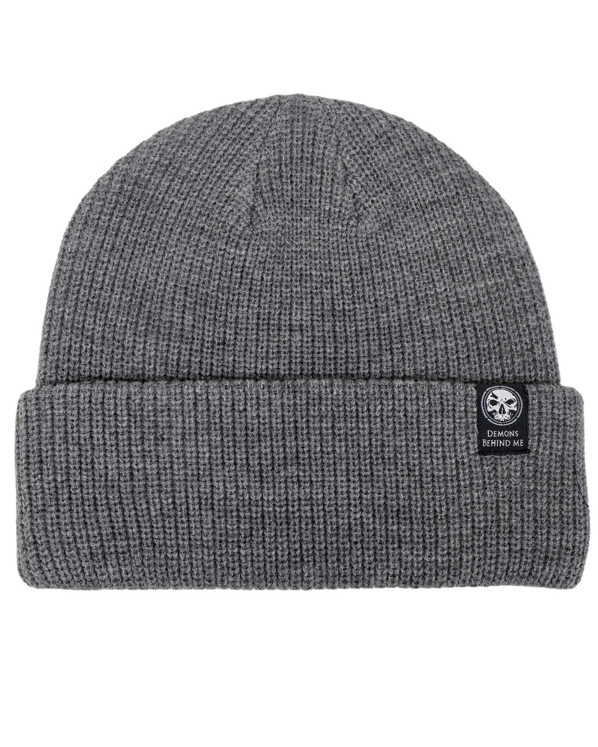 Demons Behind Me Small Woven Patch Ribbed Beanie