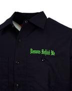 Demons Behind Me Lucky Embroidered Industrial Shop Shirt