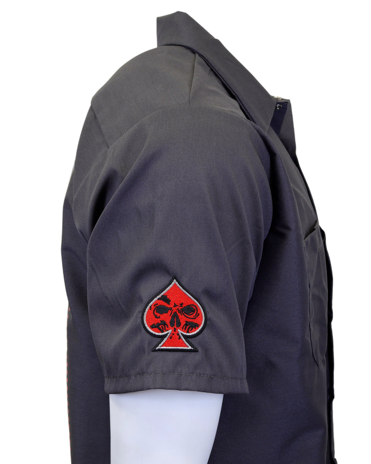 Demons Behind Me Gambler Embroidered Industrial Shop Shirt