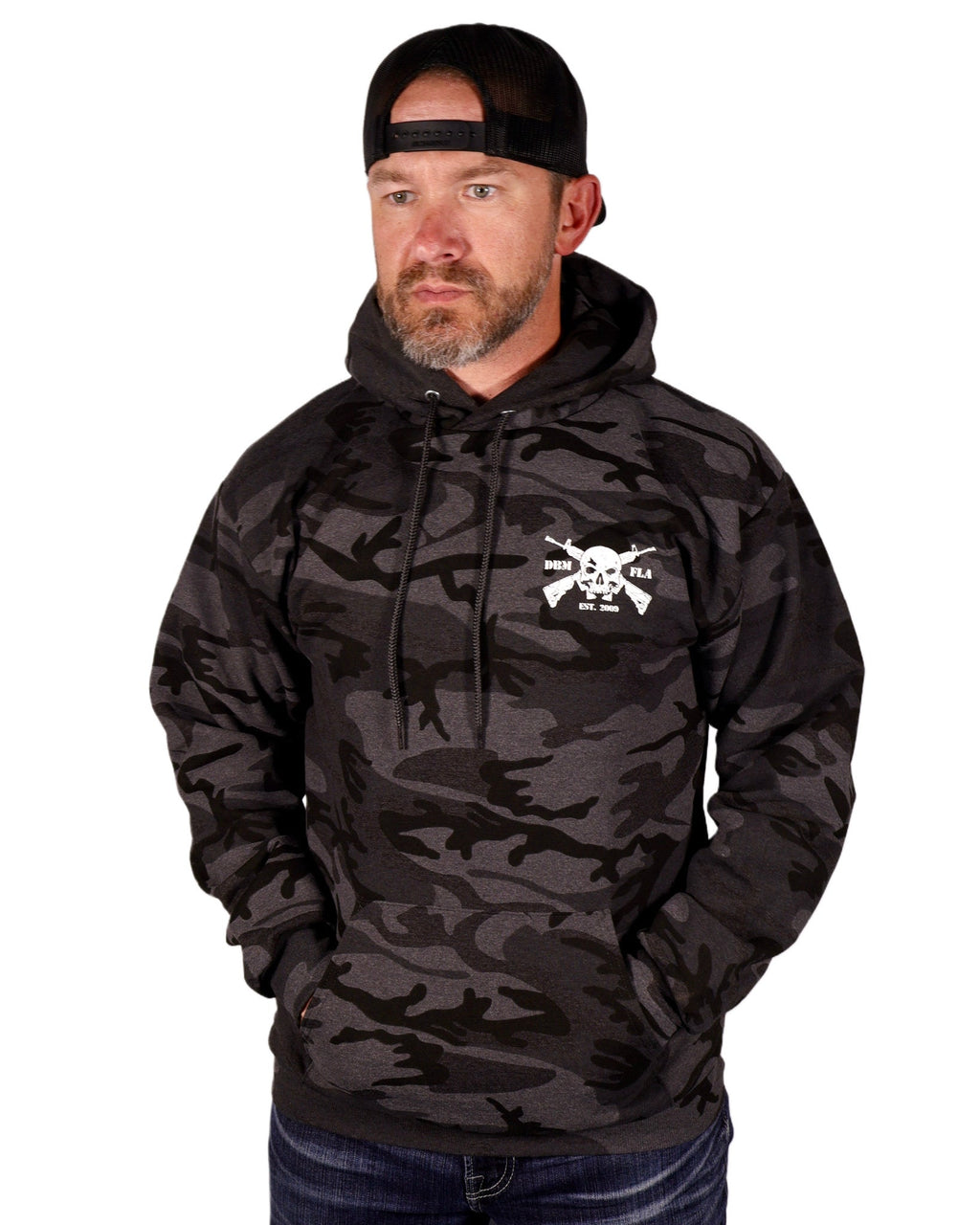 Demons Behind Me Black Camo AR Tactical Pullover Hoodie