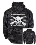 Demons Behind Me Black Camo AR Tactical Pullover Hoodie