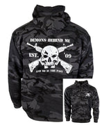 Demons Behind Me Black Camo AR Tactical Pullover Hoodie