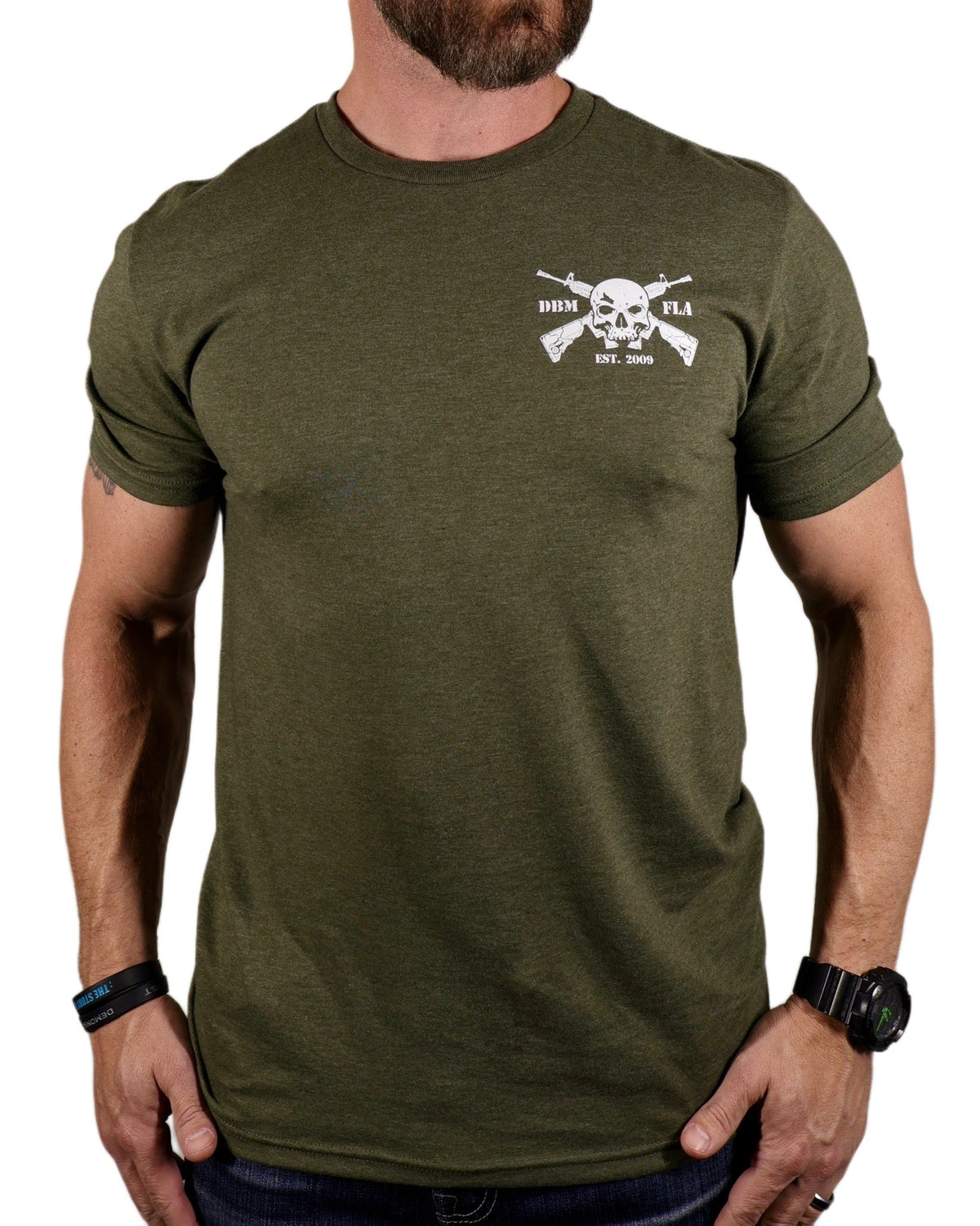 Demons Behind Me OD Green Tactical Cotton-Blend T-Shirt