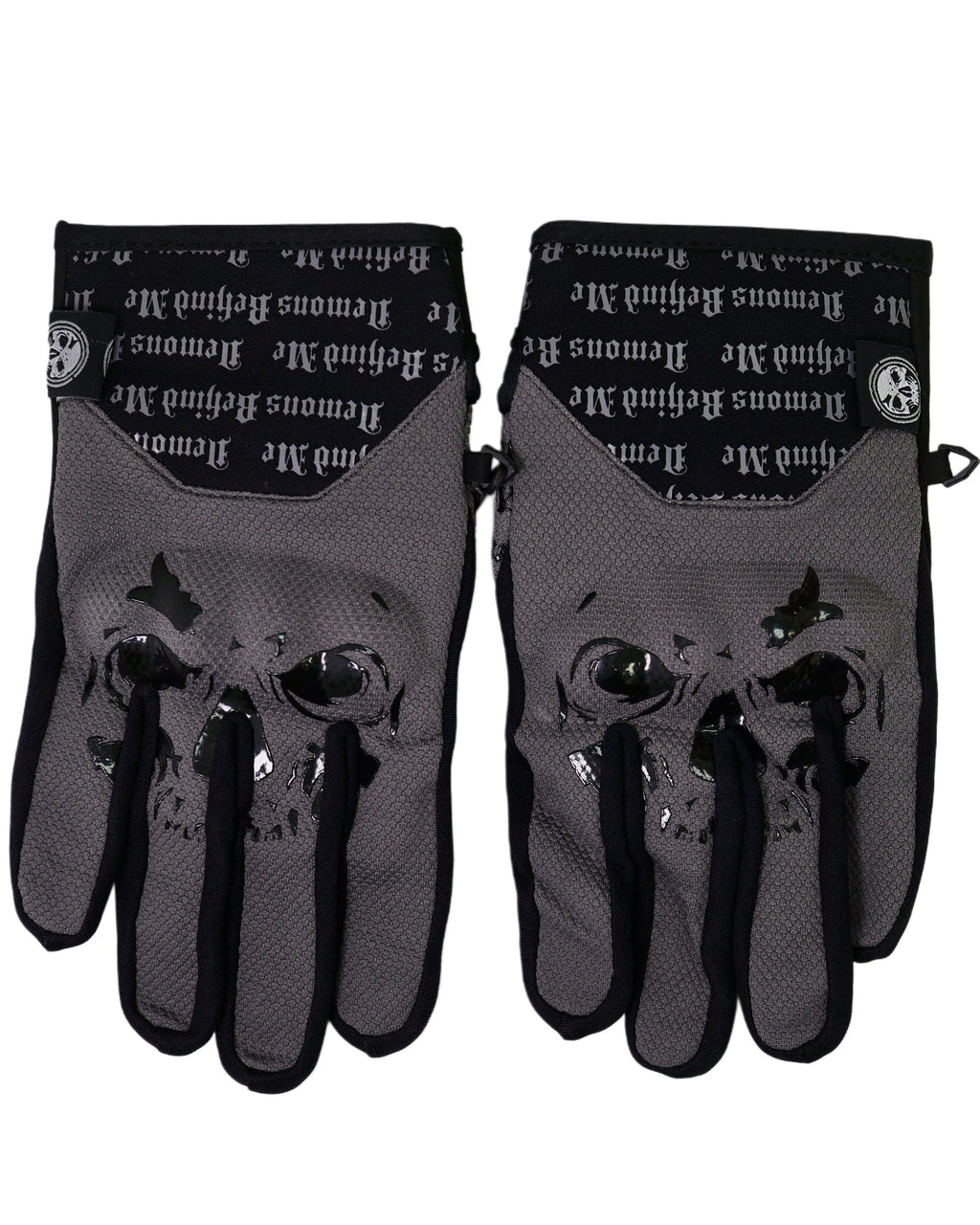 Demons Behind Me Big Skull Padded Leather-Palm Riding Gloves
