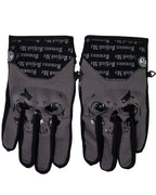 Demons Behind Me Big Skull Padded Leather-Palm Riding Gloves