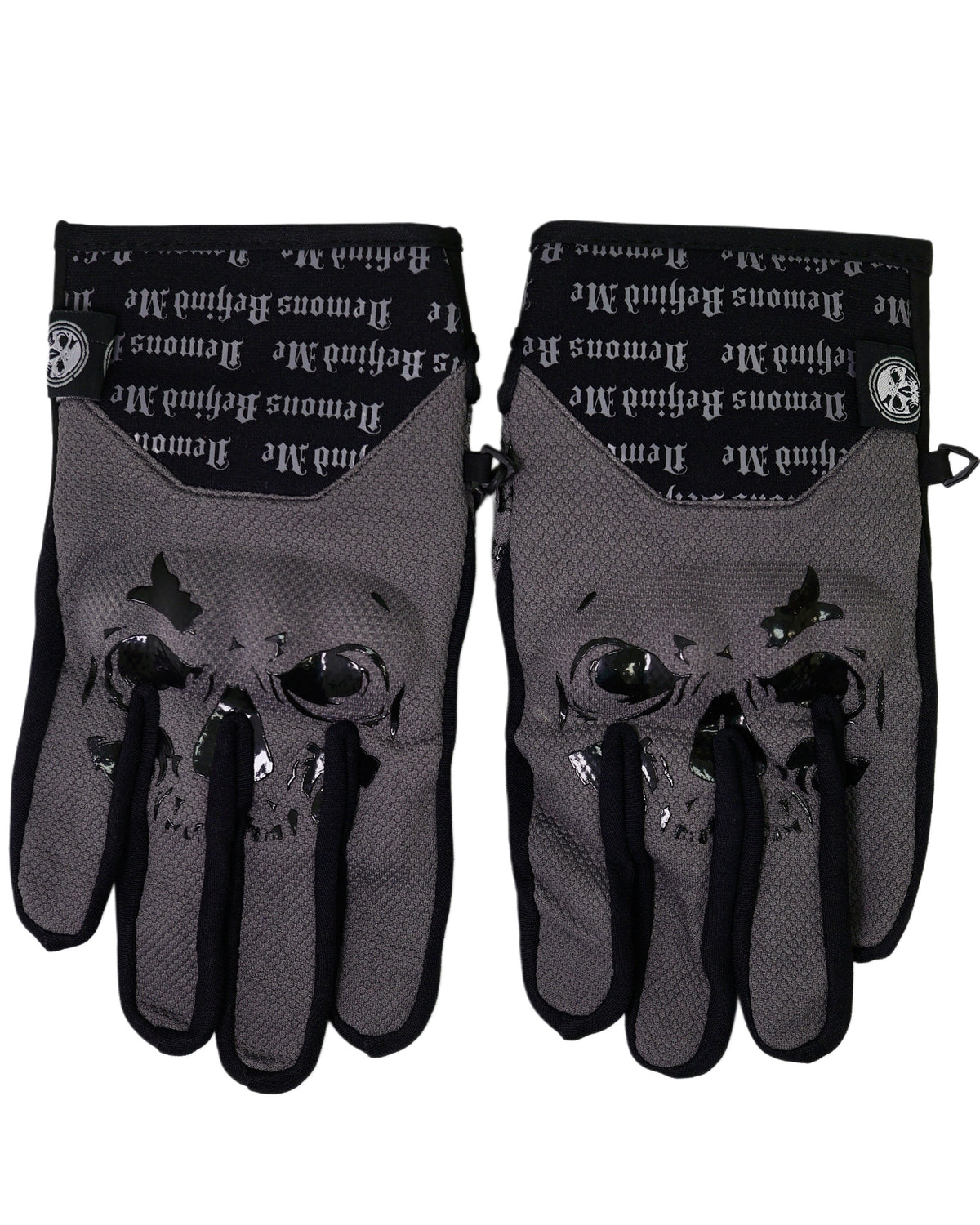 Demons Behind Me Big Skull Padded Leather-Palm Riding Gloves