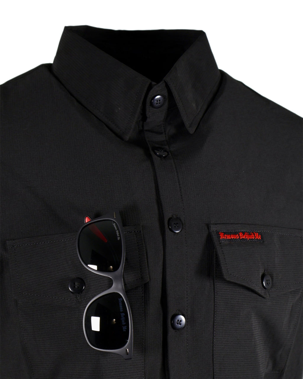 Demons Behind Me Performance Tech Hybrid Stretch Shirt – Black